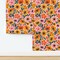 Retro Abstract Poppies Seventies Floral Botanical Flowers Dopamine Dressing Mcm Mid Mod Midcentury Modern 60S 70S Colorful Custom Removable Wallpaper by Spoonflower Peel & Stick Wallpaper 2FT Wide